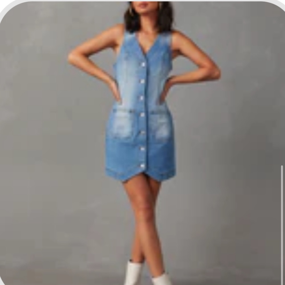 Bobbie Sleeveless Button Down Mini Dress - Denim / S